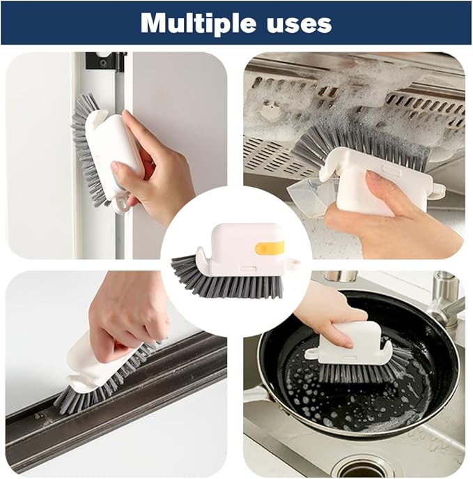 3 in 1 Groove Cleaning Brush, 2025 New Multifunction Window Track Cleaner Brush, Hanging Hard Bristle Cleaner Brushes for Kitchen (Grey)