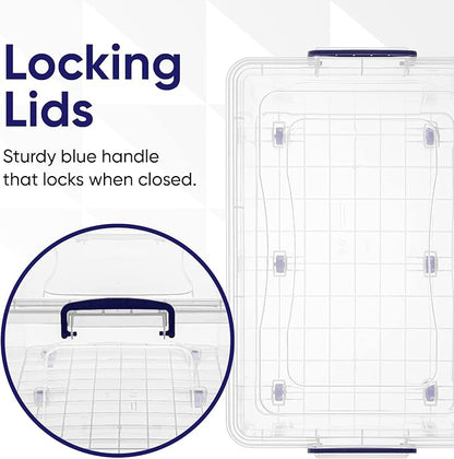 Superio Storage Bins with Lids, Clear Plastic Containers for Organizing, Stackable Totes, BPA Free, Odor Free, Organizer Boxes for Home, and Dorm (4 Pack, 32 Quart)