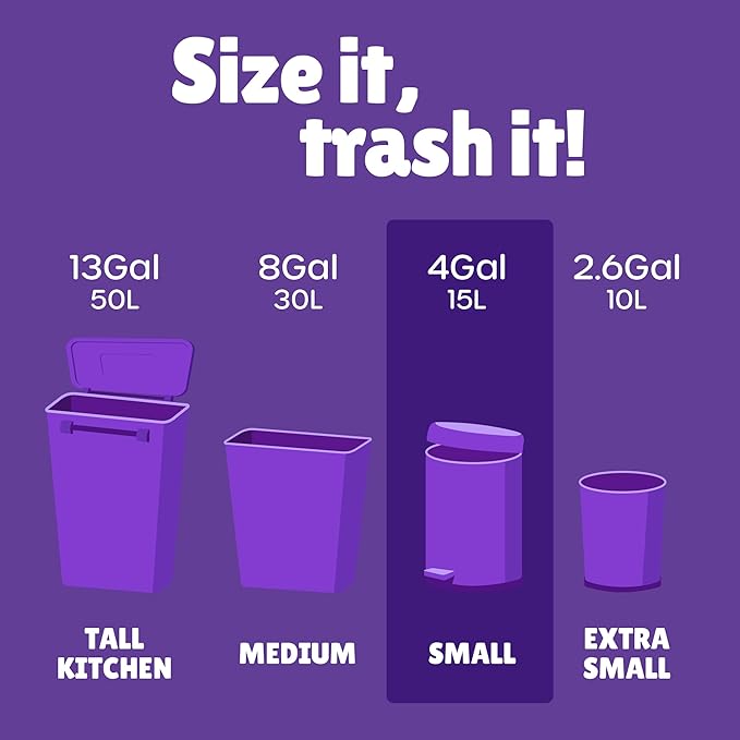 FORID Small Trash Bags 4 Gallon for Bathroom - Extra Thick Colored Garbage Bags Unscented,Strong Plastic Wastebasket Can Liners for Home Bedroom Office and Car,150 Bags Multi Colored