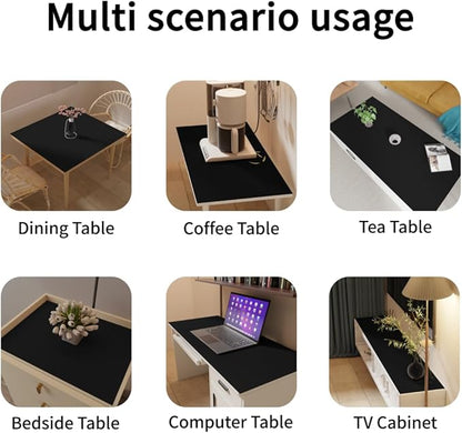 Leather Table Cover,1.8mm Thick,24x42 Inch Table Protector,Glass Table Protector,Table Sticker Cover,Desk Covers On Top of Desks.(Black+Black,24x42)