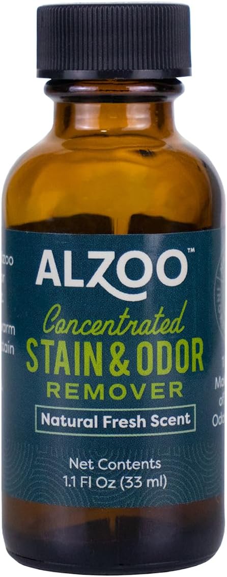 ALZOO Concentrated Stain & Odor Remover Refill Bottle, 100% Plant-Based Active Ingredients, 1.1 Fl. Oz