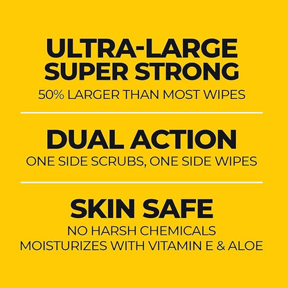 Grime Boss Heavy Duty Surface and Hand Wipes (2x60ct) | Wet Wipes Remove Paint, Oil, Grease, Adhesives, Mud, Dirt | Shop Wipes Replace Cleaners like Rags, Towels, Pumice, Soap