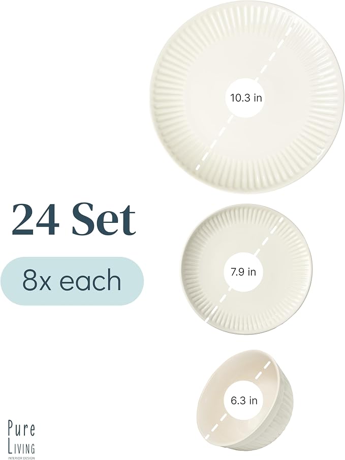 24 Piece Stoneware Dinnerware Set