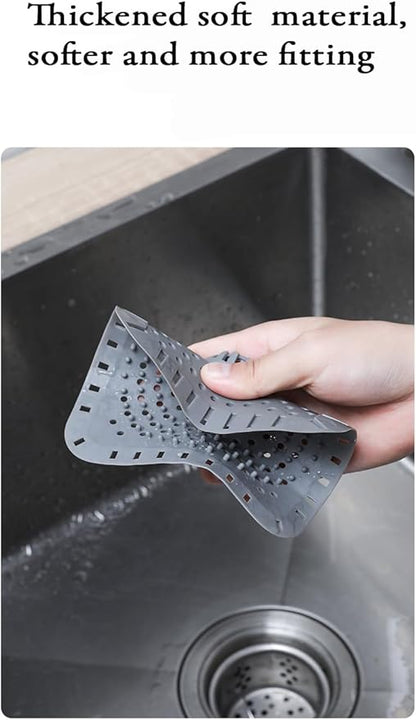 Drain Hair Catcher, Silicone Bathtub Drain Protector 2 PCS (Gray/Black, Square)