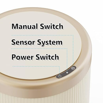 URALFA Automatic Motion Sensor Bathroom Trash Can with Lid, 10.5 Liter / 2.8 Gallon Touchless Trash Bin, Smart Dog Proof Garbage Can, Small Waste Basket for Toilet, Office, Bedroom (Cream White)