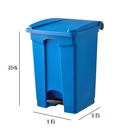 PRO&Family Step-On Trash Can with Lid, Plastic Waste Bin, Foot Pedal Operation (Blue, 12 Gallon)