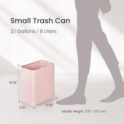 Cesun Pink Bathroom Trash Can 2.1 Gallon Wastebasket, Small Modern Metal Garbage Can Office Waste Basket, Stainless Steel Trash Bin for Bedroom, Home Office, Toilet, rv, Near Desk, Under Sink