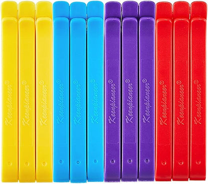 Keenpioneer Bag Sealing Clips for Food and Snack Storage, Decorating/Icing Bag Sealing Clips, 4inch, 12-Piece, 4-Color