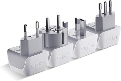 Ceptics European Plug Adapter 4 Pack Set, USA to Europe, Italy, Germany, England, Spain, Italy, Iceland, France (Type C, E/F, G, L) - for Your Cell Phones, Tablets, iPhone, Camera (CT-EU-4SET)