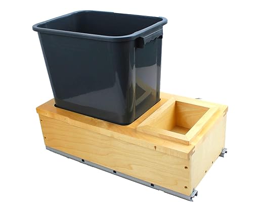 Dowell B15 Wood Base Wastebasket Pullout with 20Qt Plastic Bin (4006 0115)