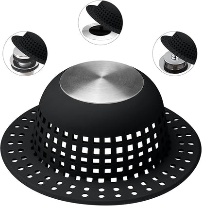 Shower Drain Hair Catcher, Bathtub Drain Cover Foldable Silicone Shower & Tub Protector for Pop-Up & Regular Drains