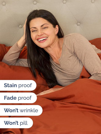 Extra Deep Pocket Queen Sheet Set - 4 Piece Breathable & Cooling Bed Sheets - Hotel Luxury Sheet Set - Soft, Wrinkle Free & Comfy - Easily Fits Extra Deep Mattresses - Deep Pocket Terracotta Sheets