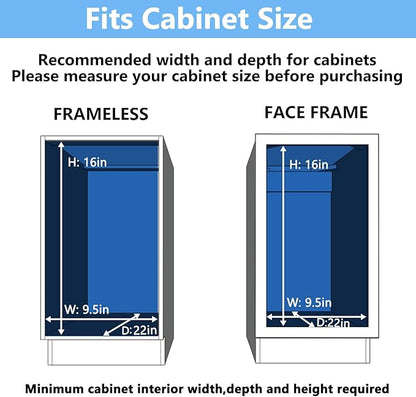 LOVMOR 2 Tier Individual Pull Out Cabinet Organizer 9" W x 21½" D, Slide Out Kitchen Cabinet Storage Sliding Shelves
