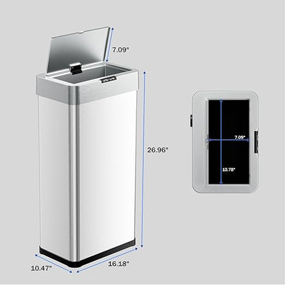 TLSUNNY 16 Gallon Motion Sensor Trash Can,Touchless Automatic Garbage Can,Brushed Stainless Steel Smart Bin,with Bag Holder,Soft Close Lid,for Kitchen,Office,RV,Bedroom,Living Room (Silver, 60L)
