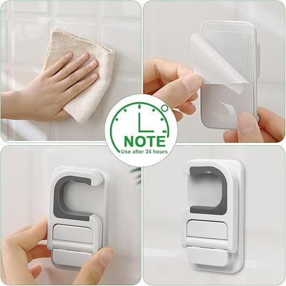 6 pack Broom Holder Wall Mount Mop Holder Broom and Mop Gripper Self Adhesive Peel and Stick Anti-Slip Mop Handle Hanger Household Cleaning Organizer, Holds up to 6 lb