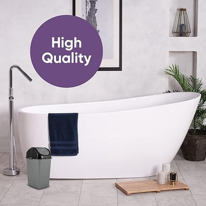 Superio Mini Plastic Trash Can with Swing Top Lid 1.25 Gallon Compact Small Waste Bin Portable Garbage Can for Countertop, Desktop, Make up Vanity, Bathroom, Car, Under Sink, Dorm 5 Qt. (Grey/Black
