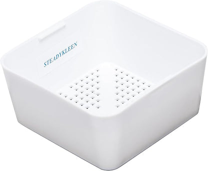 6.5-inch Floor Drain Cover Alternative, Square Sink Drain Basket for Restaurants, Home and More, Commercial Sink Strainer with 0.19-inch Holes, Versatile Plastic Drain Screen Basket