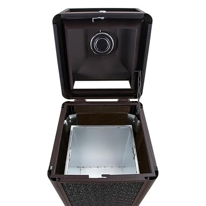 Square Waste Container with Dome Lid | Commercial Outdoor Garbage and Trash Container,Coffee 15 Gallon