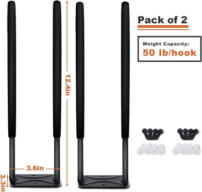 Wallmaster Wall Mount Garage Hooks, 2Pcs Heavy Duty Long Utility Storage Hooks for Hanging Tire, Chair, Ladder, Garden Tools, Strollers and More