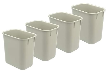 Acrimet Wastebasket, Deskside Bin, 3.25 Gallon/13 Quart/ 12 Liter (Plastic) (Light Gray Color) (Set of 4)