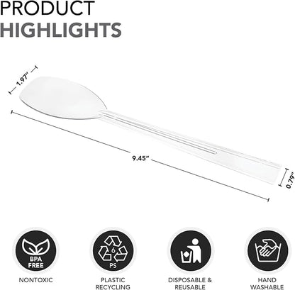 Party Essentials Plastic Party Buffet Serving Utensils Kit, Spoons/Forks/Tongs