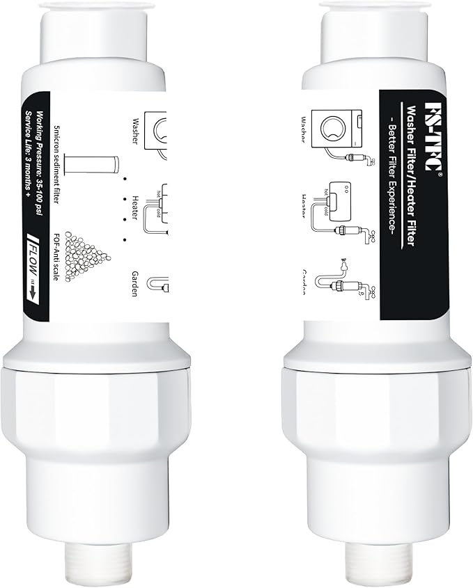 FS-TFC Inline Sediment Anti-Scale Filter Reusable 3/4" GHT Water Hose Filter for Washing Machine, Heater, Garden, RV,2PACK