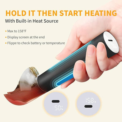 Heated Ice Cream Scoop, Electric Scooper for Hard IceCream, Self Warming Spoon Max to 158℉, Rechargeable Battery, Rust-Proof Metal, Easy to Clean(Black)