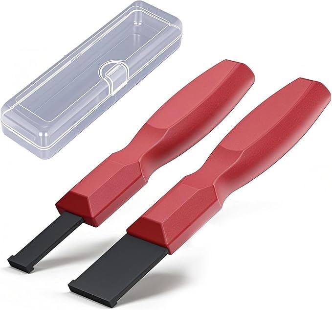 2PC Carbide Scraper, 1-1/4-Inch and 5/8-Inch Super Carbide Gasket Scraper with Storage Case for Metal and Automotive Cleaning (Red)