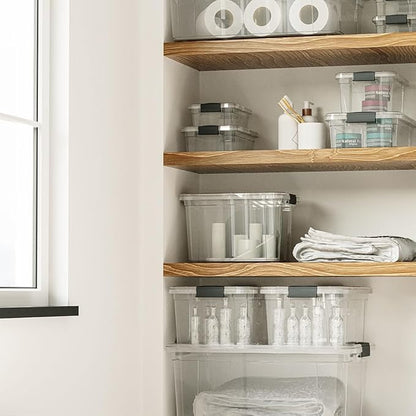 Superio Storage Bins with Lids- 4 Pack, 4.5 Qt Clear Boxes for Organizing, Stackable Plastic Containers- BPA Free, Non-Toxic, Odor Free, Organizer for Home, Office, Dorm