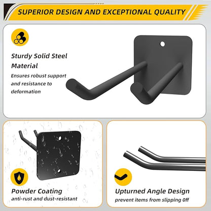 Garage Storage Hooks Heavy Duty Steel Tool Organizer Wall Mount Hangers Hooks Racks for Ropes Hoses and Garden Yard Tools Organization Holder Bulk Items Hanging Tool 9 Inch (2 PACK)