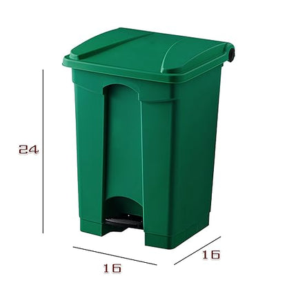 PRO&Family Step-On Trash Can with Lid, Plastic Waste Bin, Foot Pedal Operation (Green, 12 Gallon)
