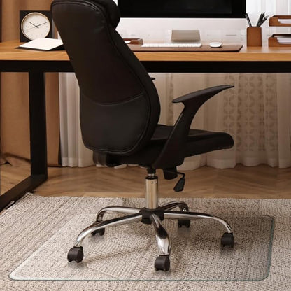 Exclusive Beveled Edge Glass Chair Mat for a Smooth Glide and Easy Roll On/Off by Clearly Innovative, Ultimate Office Chair Mat for Carpet or Hardwood Floor, 42x42