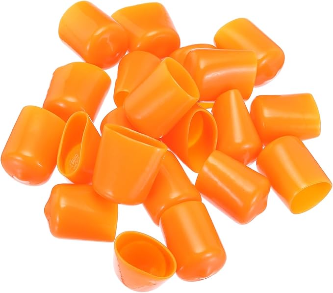 uxcell 20pcs Rubber End Caps 16mm(5/8") ID Vinyl PVC Round Tube Bolt Cap Cover Screw Thread Protectors,Orange