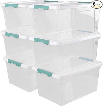Xyskin 35 Quart Clear Large Storage Box, Plastic Storage Bins, Set of 6