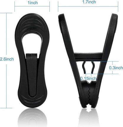 Tinfol 50pc Plastic Coat Hanger Clips, Black Strong Pinch Grip Finger Clips for Skirt Pant Hangers, Multi-Purpose Clothes Hanger Clip for Rounded Hangers