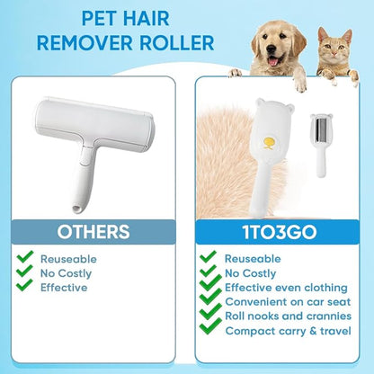 Pet Hair Remover Roller Compact Cat/Dog Hair Remover Deep Clean Convenient to Carry Reusable Lint Roller for Carpet, Furniture, Clothing and Bedding, Carpets and Car Seats (White)