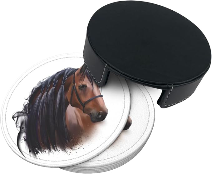 6 Pcs Horse Leather Coasters for Drinks