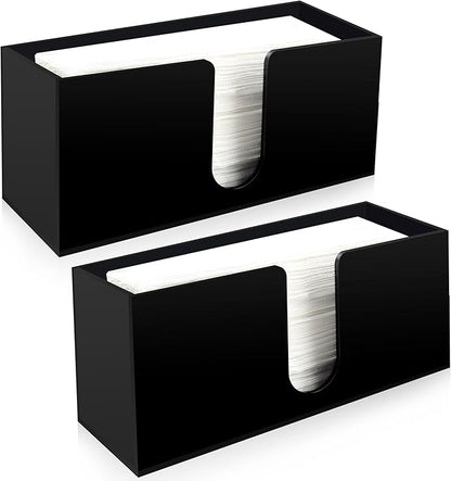Paper Towel Holder for Countertop,Black Acrylic Napkin Dispenser-Multifold/C-Fold/Z-Fold Trifold Paper Towel Dispenser for Bathroom Kitchen Restaurant Toilet - Durable 5mm Thick(2)
