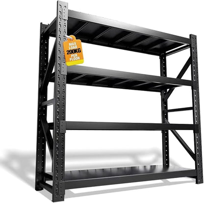 5000lbs Load Capacity,Heavy Duty 4-Tier Steel Shelving Unit, Adjustable Industrial Storage Rack for Garage Warehouse (Black, W78.74*D23.62*H78.74)