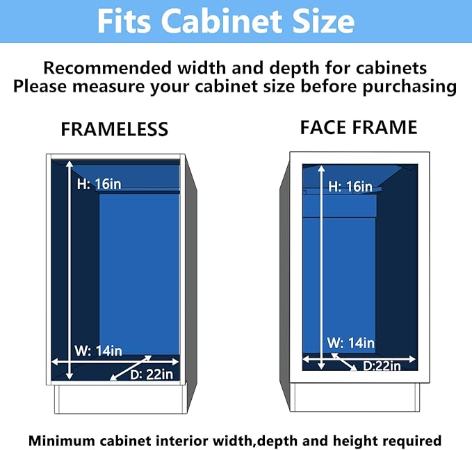 2 Tier Individual Pull Out Cabinet Organizer 13½" W x 21½" D, Heavy Duty Cabinet Pull Out Shelves, Slide Out Drawers Organization for Kitchen Cabinets Bathroom