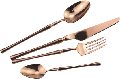 Gugrida 20 piece Copper Flatware Set 304 Stainless Steel Fork Spoon Cutlery Luxury Mirror Polished Silverware, Dishwasher Safe, Service for 4