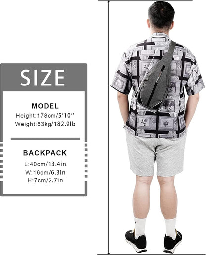 WATERFLY Small Crossbody Sling Backpack Anti Theft Backpack for Traveling Chest Shoulder Bag