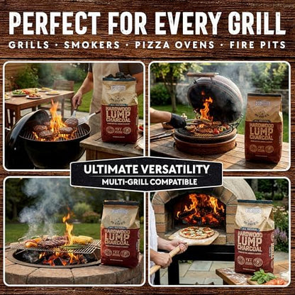 16 LB. Hardwood Lump Charcoal with FATWOOD by Mr. Bar-B-Q - Premium Natural Charcoal for Grilling, BBQ, Smoking, Kamado & Kettle Grills - Burns Hotter & Longer - Smoky Flavor, Easy to Light