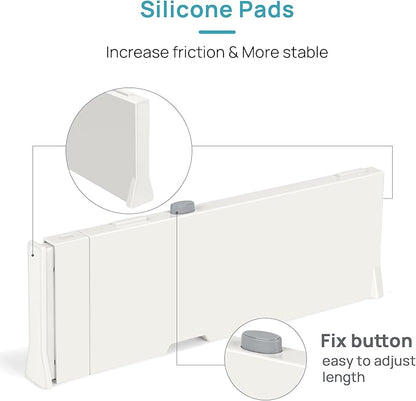 Vtopmart Drawer Dividers for Clothes 8 Pack, Adjustable 4" High Expandable from 11.6"-17" Dresser Drawer Organizer, Plastic Drawers Separators for Dresser, Baby Clothes, Kitchen and Office Storage