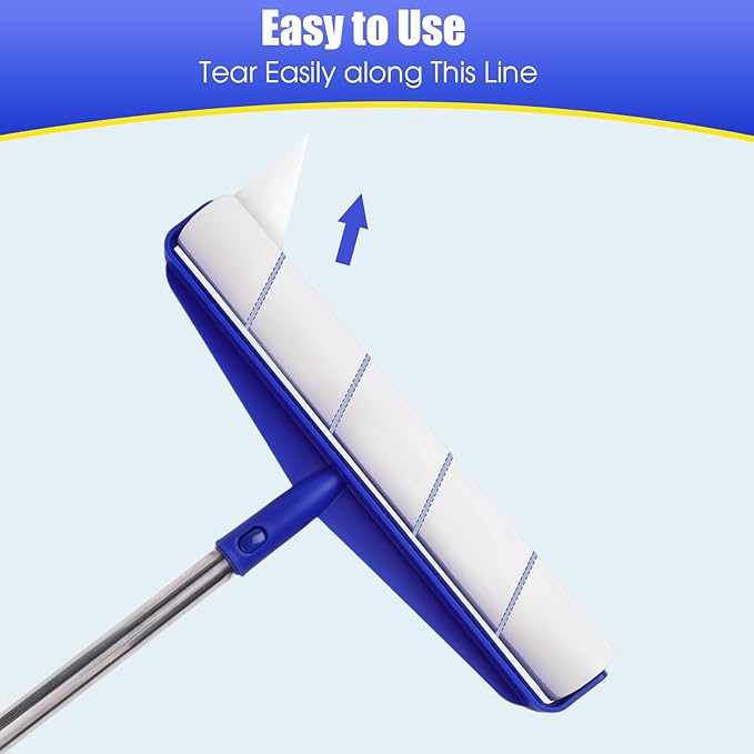 COBETE 13.77" Large Extra Sticky Lint Roller, 69.88" Long Handle Lint Remover with 6 Rollers for Clothes, Cat Dog Pet Hair, Furniture, Couch, Carpet, Floor，Painted Wall Cleaner Mop Dust Cleaning