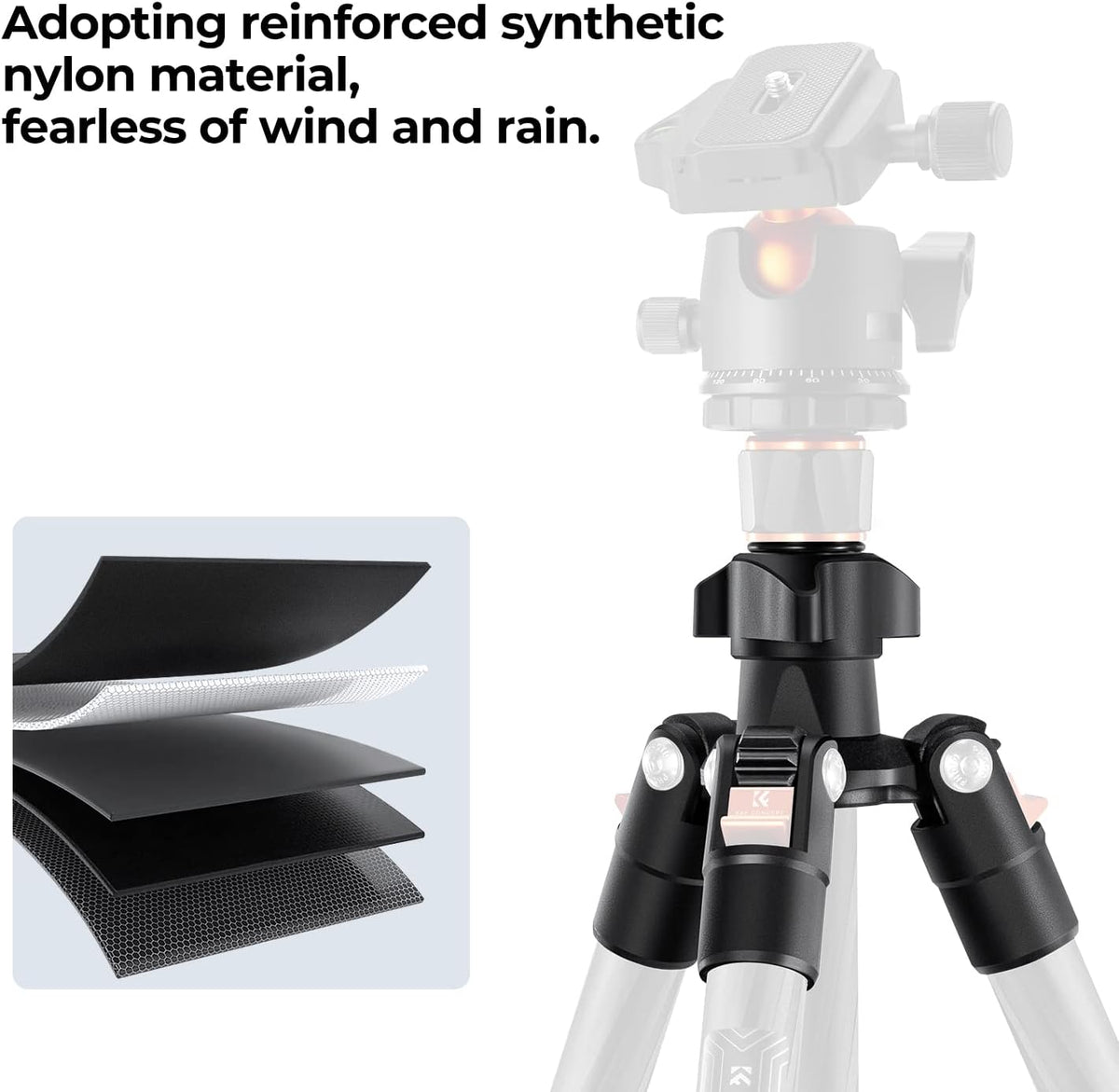 K&F Concept 64" Carbon Fiber Camera Tripod,Lightweight Travel Tripod with 36mm Metal Ball Head Load Capacity 17.6lbs, Quick Release Plate,for DSLR Cameras Indoor Outdoor Use K254C2+BH-36L