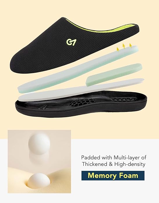 VeraCosy Men's Two-Tone Memory Foam House Slippers Indoor Outdoor Durable Rubber Sole