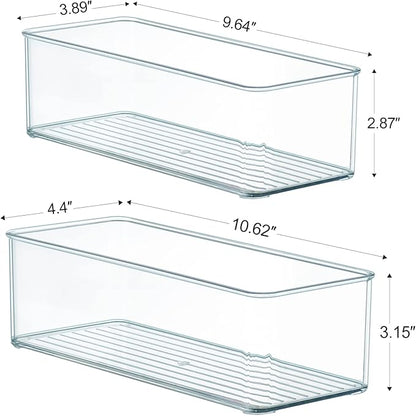 Hudgan 8 Pack Clear Plastic Drawer Organizers Set, Stackable Deep Drawer Organizer for Makeup Vanity and Desk, 2 Sizes Tall Bathroom Drawer Organizer