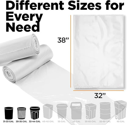30-33 Gallon Clear Trash Bags Heavy Duty (250 COUNT) - Clear Recycling Garbage Bags 30+ Gallon, 32 Gallon - Made in USA