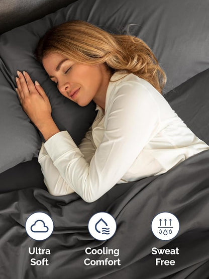 Extra Deep Pocket King Sheets - 4 Piece Breathable & Cooling Bed Sheets - Hotel Luxury Bed Sheet Set - Soft, Wrinkle Free & Comfy - Easily Fits Extra Deep Mattresses - Deep Pocket Charcoal Sheets Set
